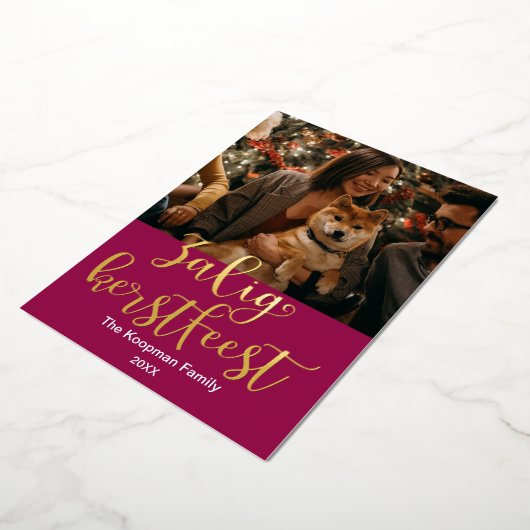 VroKerstlijk geeft het prettige kerstfeest in het Folie Feestdagenkaart (Gedraaid)