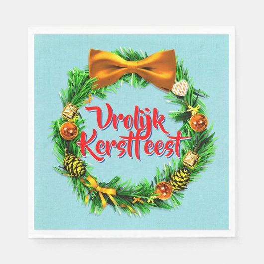 VroKerstlijk herkenningsteken Dutch Merry Kerstlun Servet (Voorkant)