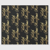 VroKerstlijk Nederlands Kerstmis Black en Gold Cadeaupapier (Vlak)