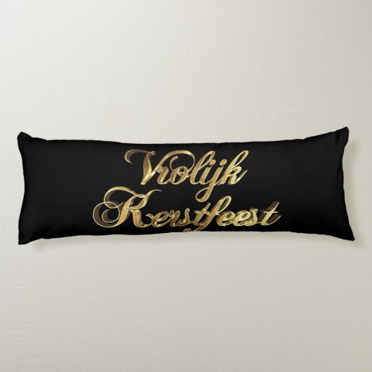 VroKerstlijk Nederlands Kerstmis Black en Gold Lichaamskussen (Achterkant)