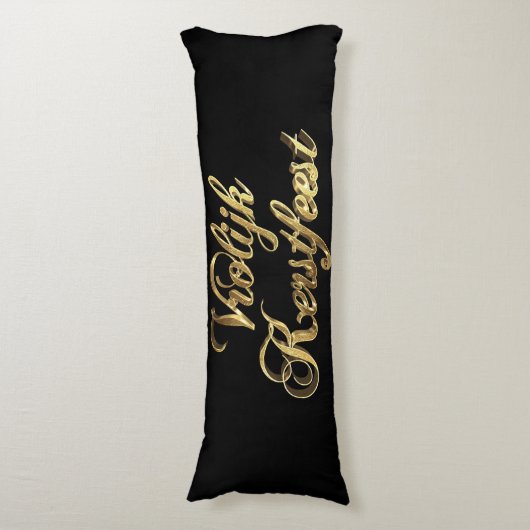 VroKerstlijk Nederlands Kerstmis Black en Gold Lichaamskussen (Voorkant Verticaal)