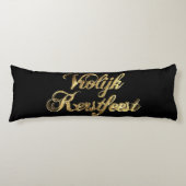 VroKerstlijk Nederlands Kerstmis Black en Gold Lichaamskussen (Voorkant)