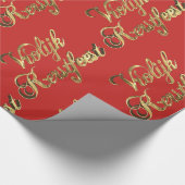 VroKerstlijk Nederlands kerstrood en goud Cadeaupapier (Hoek)