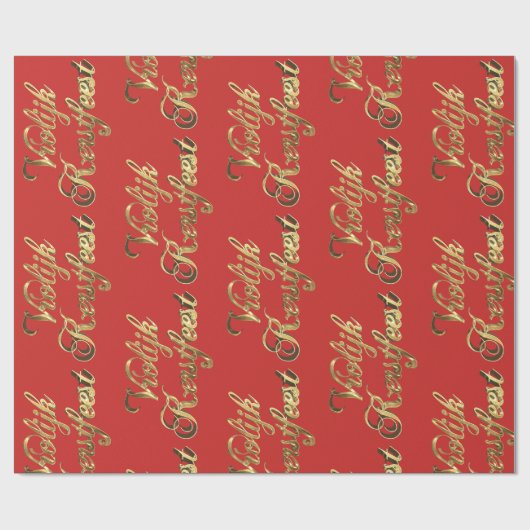 VroKerstlijk Nederlands kerstrood en goud Cadeaupapier (Vlak)