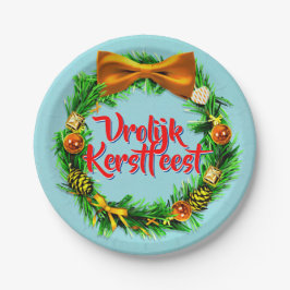 VroKerstlijk Nederlands Merry Kerstfeest 7" Papieren Bordje