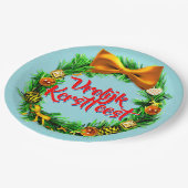 VroKerstlijk Nederlands Merry Kerstfeest 9" Papieren Bordje (Gekanteld)