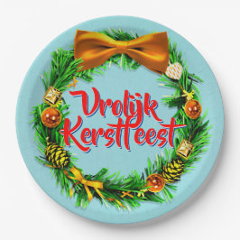 VroKerstlijk Nederlands Merry Kerstfeest 9" Papieren Bordje