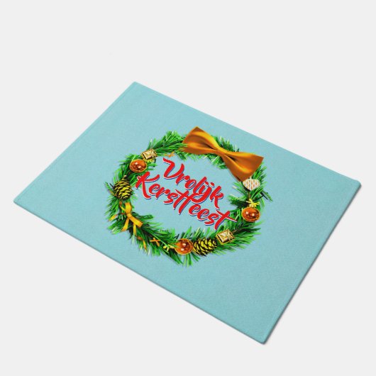 VroKerstlijk Nederlands Merry Kerstry Deurmat (Schuin)