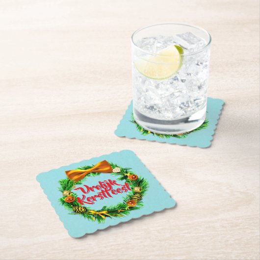 VroKerstlijk Nederlands Merry Kerstry Kartonnen Onderzetters (Insitu)