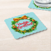 VroKerstlijk Nederlands Merry Kerstry Kartonnen Onderzetters (Gebogen)