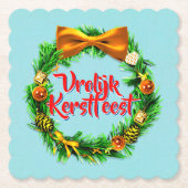 VroKerstlijk Nederlands Merry Kerstry Kartonnen Onderzetters (Voorkant)