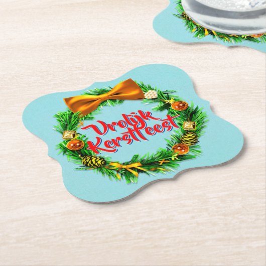 VroKerstlijk Nederlands Merry Kerstry Kartonnen Onderzetters (Gekanteld)