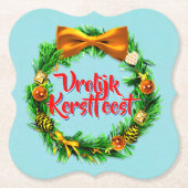 VroKerstlijk Nederlands Merry Kerstry Kartonnen Onderzetters (Voorkant)
