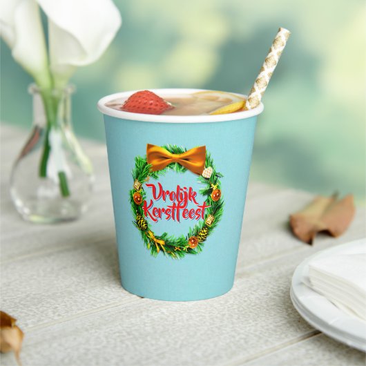 VroKerstlijk Nederlands Merry Kerstry Papieren Bekers (Insitu)