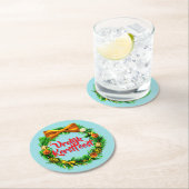 VroKerstlijk Nederlands Merry Kerstry Ronde Kartonnen Onderzetter (Insitu)