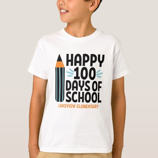 Vrolijk 100 dagen op school | Gepersonaliseerd T-shirt (Voorkant)