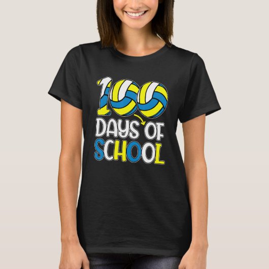 Vrolijk 100 dagen school 100e dag volleybalthee t-shirt (Voorkant)