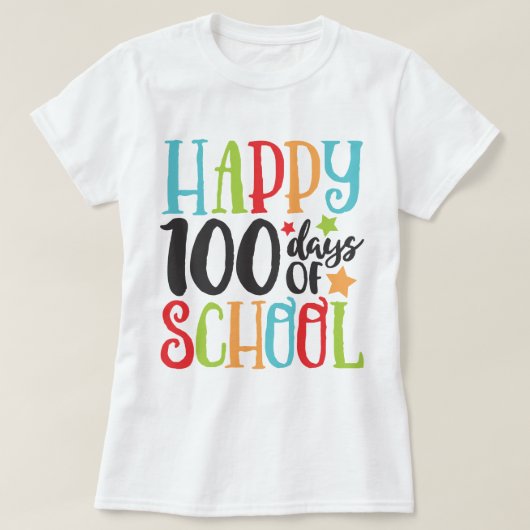Vrolijk 100 dagen schoolklare kleurrijk t-shirt (Design voorkant)