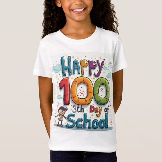 Vrolijk 100-de schooldag t-shirt (Voorkant)