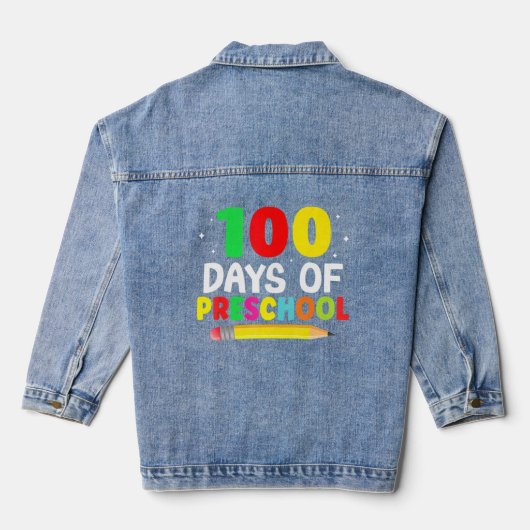 Vrolijk 100e dag op school 100 dagen op voorschool denim jacket (Achterkant)