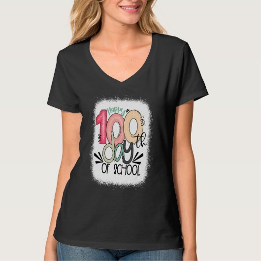 Vrolijk 100e dag schoolleraar 100 dagen t-shirt (Voorkant)