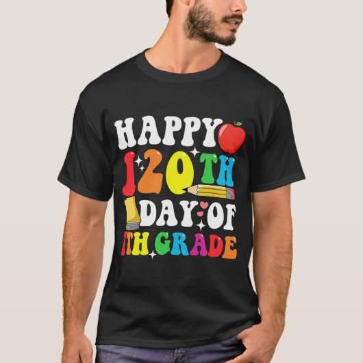 Vrolijk 120 dagen 7e graad 120e dag van de schoolt t-shirt (Voorkant)