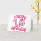 Vrolijk 1-Birthday! Kaart (Gele Bloem)