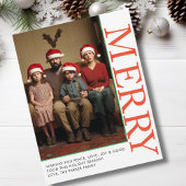 VROLIJK! 1 foto, wit, Sinaasappel, groen, klassiek Feestdagenkaart