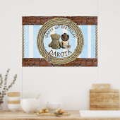 Vrolijk 1-jarige Cowboy en Teddy Bear Boy's Poster (Keuken)