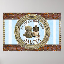 Vrolijk 1-jarige Cowboy en Teddy Bear Boy's