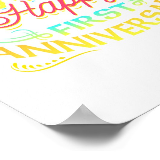 Vrolijk 1e Jubileum een jaar samen! Poster (Hoek)