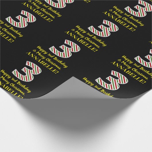 Vrolijk 3e verjaardag & Vrolijk Kerstfeest, Douane Cadeaupapier (Hoek)