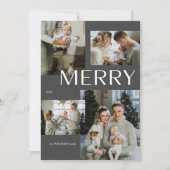 Vrolijk 4 Fotocollage Moderne Grijze Kerstmis Feestdagenkaart (Voorkant)