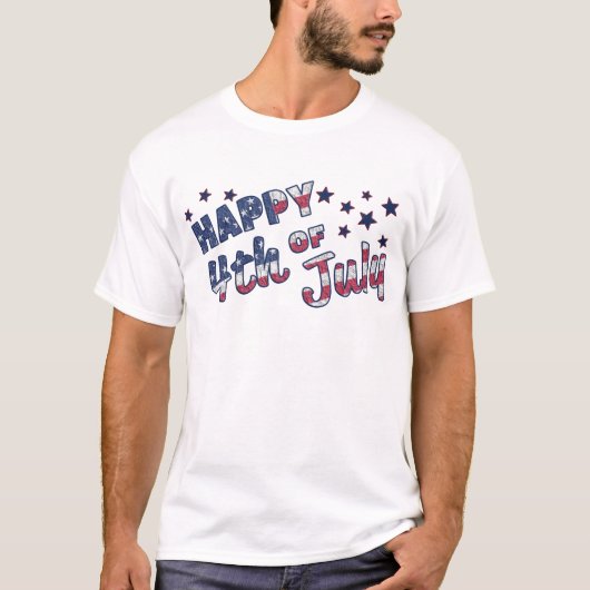Vrolijk 4 juli Amerikaanse vlag T-Shirt (Voorkant)