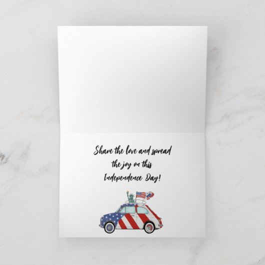 Vrolijk 4 juli Fiat 500 Kaart (Binnen)