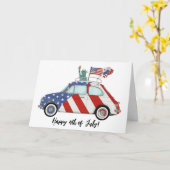 Vrolijk 4 juli Fiat 500 Kaart (Gele Bloem)