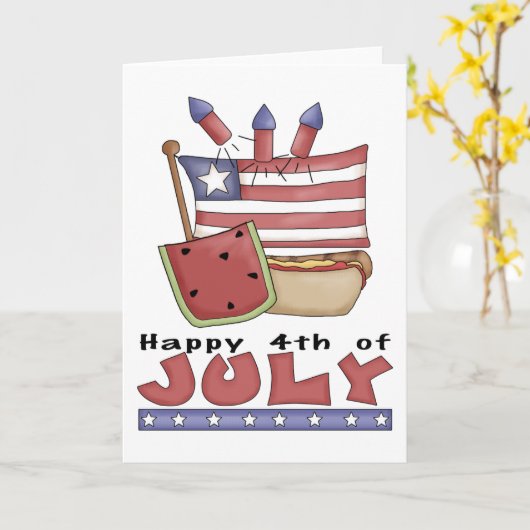 Vrolijk 4 juli kaart (Gele Bloem)