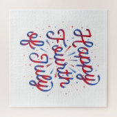 Vrolijk 4 juli Puzzle / Rood en Blauw (20x20) Legpuzzel (Horizontaal)