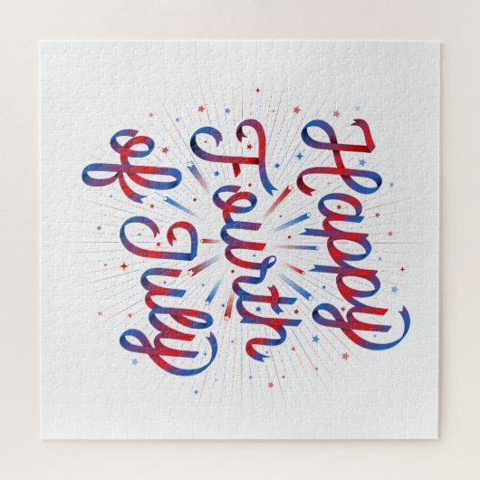 Vrolijk 4 juli Puzzle / Rood en Blauw (20x20) Legpuzzel (Horizontaal)
