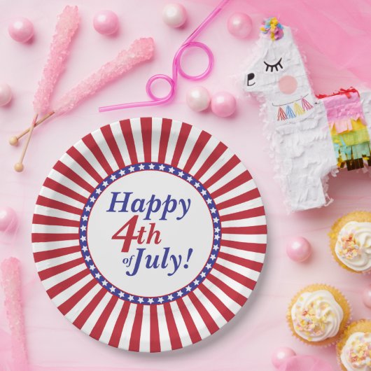 Vrolijk 4 juli sterren en Stripes Papieren Bordje (Feest)