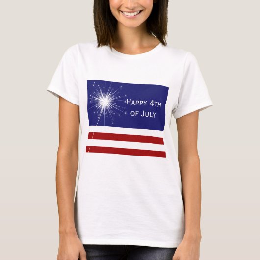 Vrolijk 4 juli T-shirt met Sparkler (Voorkant)