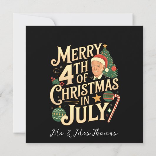 Vrolijk 4e kerstfeest in juli Funny Biden Memes Kaart (Voorkant)