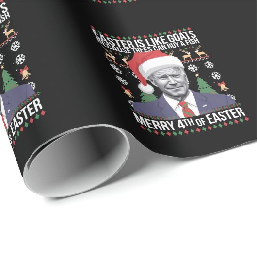 Vrolijk 4e van Pasen Grappig Biden Lelijke Kerstmi Cadeaupapier (Rol Hoek)
