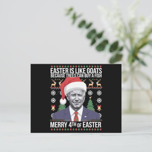 Vrolijk 4e van Pasen Grappig Biden Lelijke Kerstmi Feestdagenkaart (Staand voorkant)