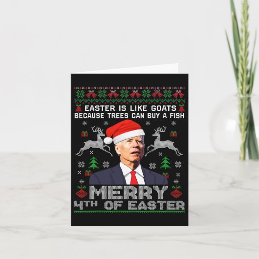Vrolijk 4e van Pasen Grappig Biden Lelijke Kerstmi Kaart (Voorkant)