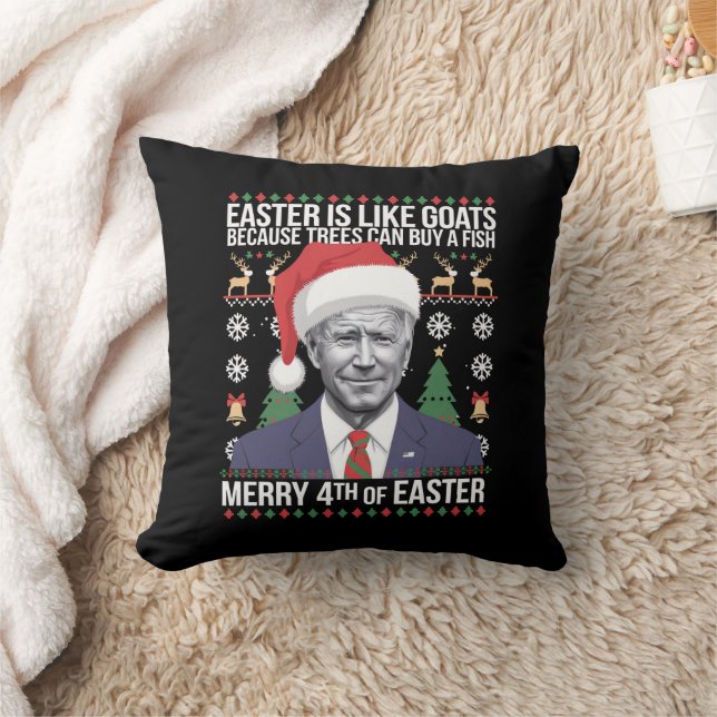 Vrolijk 4e van Pasen Grappig Biden Lelijke Kerstmi Kussen (Deken)