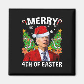 Vrolijk 4e van Pasen Grappig Biden Lelijke Kerstmi Magneet (Voorkant)