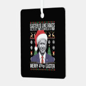 Vrolijk 4e van Pasen Grappig Biden Lelijke Kerstmi Metalen Ornament (Voorkant links)