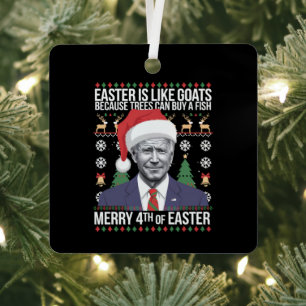 Vrolijk 4e van Pasen Grappig Biden Lelijke Kerstmi Metalen Ornament