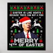 Vrolijk 4e van Pasen Grappig Biden Lelijke Kerstmi Poster (Voorkant)